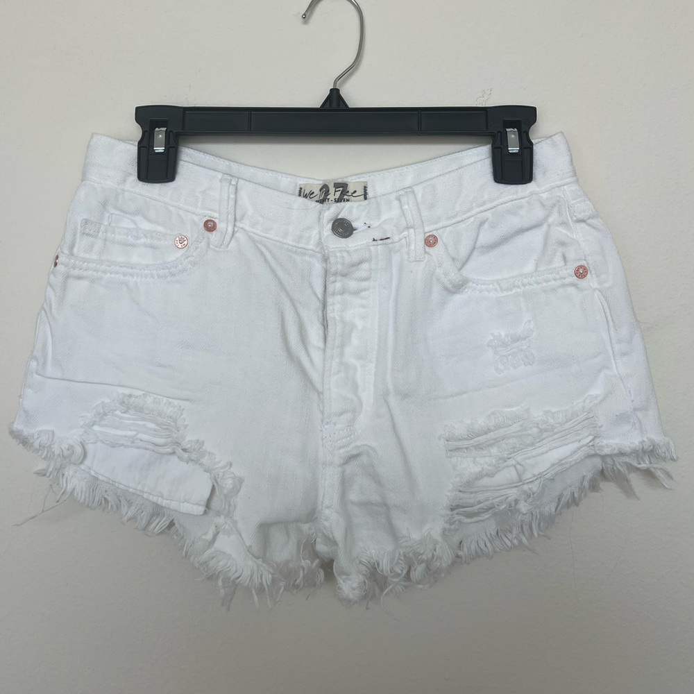 Free people white denim jeans shorts